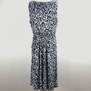 Ann Taylor LOFT Size Large Black Dress Gray Floral